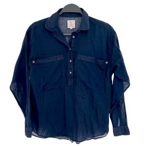 MIH Blue Casual Button Down Shirt Navy Blue Lightweight S